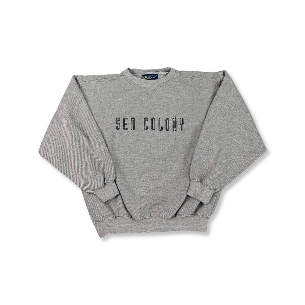 Vintage Grey Textured Seaside Sweatshirt Size Large
